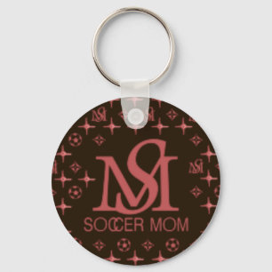 Designer-Fußball-Mama (Braun/Rosa) Schlüsselanhänger