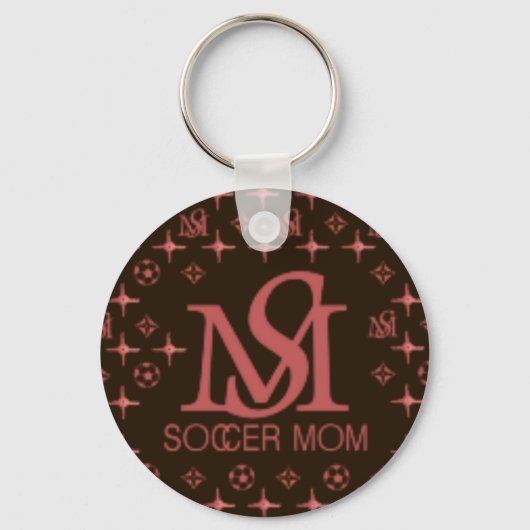 Designer-Fußball-Mama (braun/rosa) Schlüsselanhänger (Vorderseite)