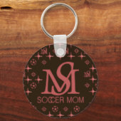 Designer-Fußball-Mama (braun/rosa) Schlüsselanhänger (Vorderseite)