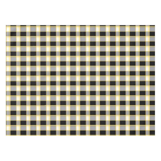 Designer Gingham Muster schwarz und gelb Tischdecke (Vorderseite (Horizontal))