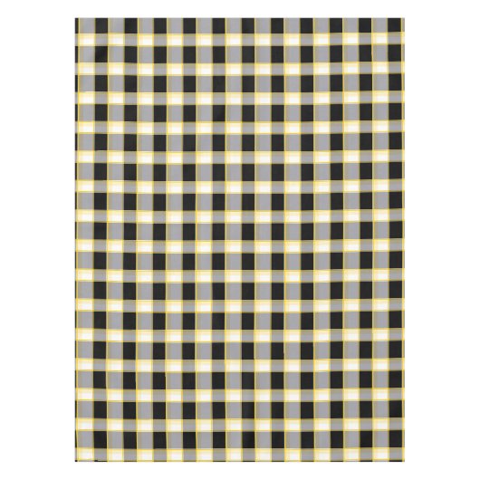 Designer Gingham Muster schwarz und gelb Tischdecke (Vorderseite)