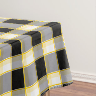 Designer Gingham Muster schwarz und gelb Tischdecke