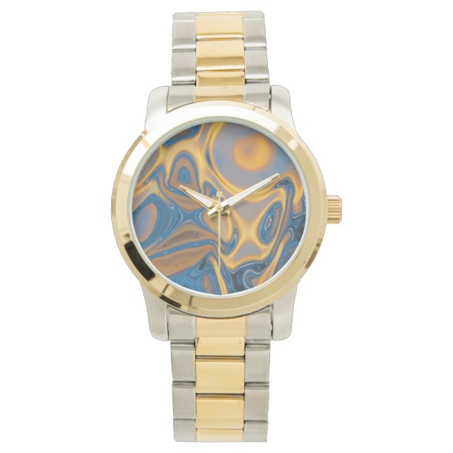 Designer Gold und Silver Watch - Abstrakte Kunst Armbanduhr (Vorderseite)