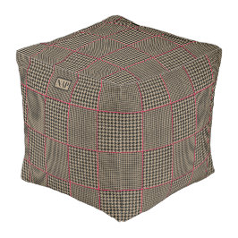 Designer Hahnentrittmuster Black Taupe Hot Pink St Hocker