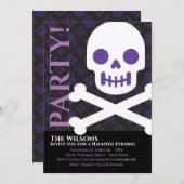 Designer Halloween, Bold Skull Einladung (Vorne/Hinten)
