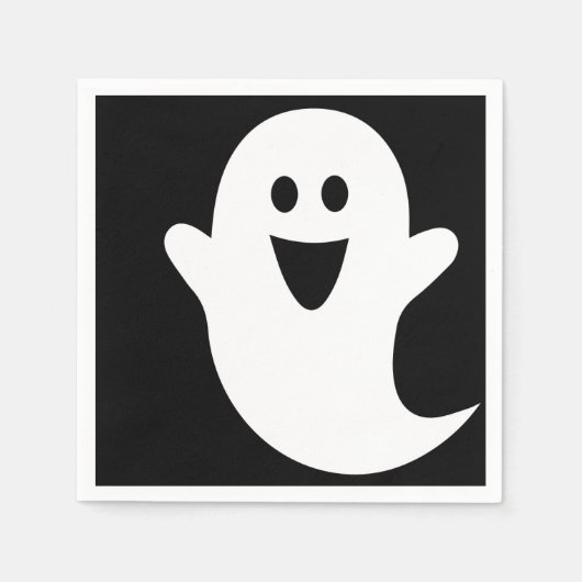 Designer Halloween, Geist auf Schwarz Serviette (Vorderseite)
