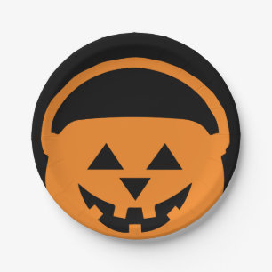 Designer Halloween, Jackolantern auf Schwarz Pappteller