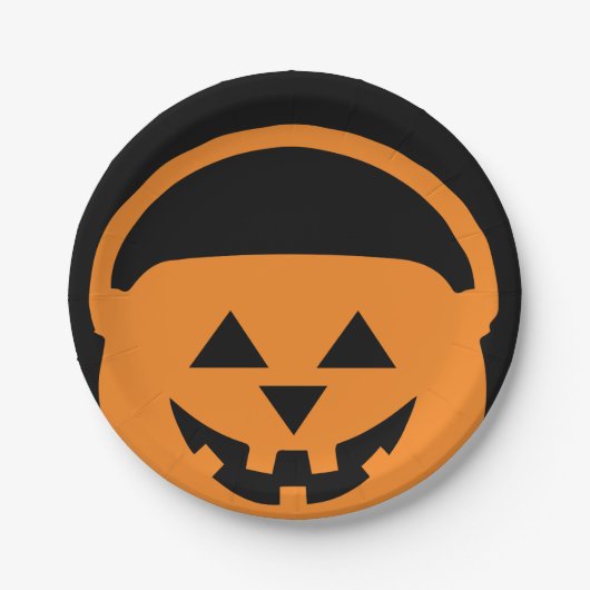 Designer Halloween, Jackolantern auf Schwarz Pappteller (Vorderseite)