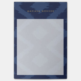 DESIGNER IKAT PATTERN IN BLAU Personalisiert Post-it Klebezettel