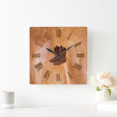 Designer-Imitat gebräunte Leder-u. Cowboystiefel Quadratische Wanduhr (Zuhause)