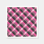 Designer kariert / tartan Muster rosa und schwarz Serviette (Vorderseite)
