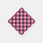 Designer kariert / tartan Muster rosa und schwarz Serviette (Ecke)