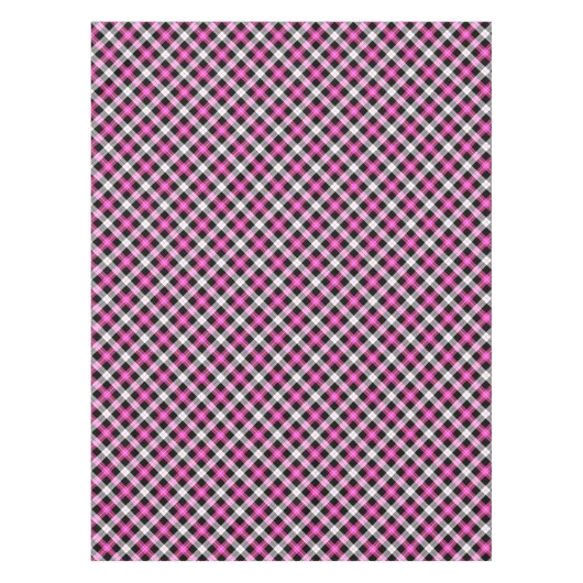 Designer kariert / tartan Muster rosa und schwarz Tischdecke (Vorderseite)