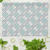 Designer Kariertes Muster Blau Grau braun Handtuch (Gefaltet)