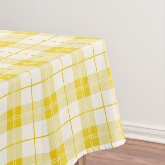 Designer kariertes Muster Zitronengelb und weiß Tischdecke (Beispiel)