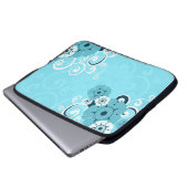 Designer-Laptop-Hülse: Blauer Wirbels-Blumenmuster Laptopschutzhülle (Vorne Knopf)