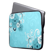 Designer-Laptop-Hülse: Blauer Wirbels-Blumenmuster Laptopschutzhülle (Vorderseite Links)