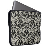 Designer-Laptop-Hülse: Schwarzer Damast Laptopschutzhülle (Vorne Rechts)