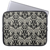 Designer-Laptop-Hülse: Schwarzer Damast Laptopschutzhülle (Vorderseite)