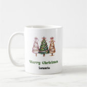 Designer Leopard Christmas Trees Personalized Mug Kaffeetasse (Links)