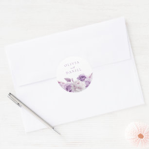 Designer Lila Lavender Floral Wedding Runder Aufkleber