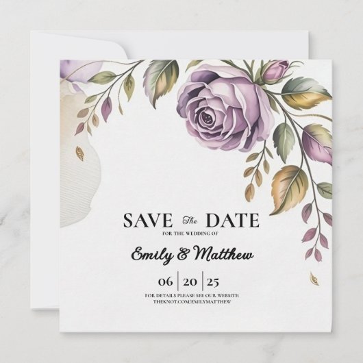 Designer-Lila Rose Save the Date (Vorderseite)