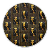 Designer Liquid Gold Black Monochrome Luxury Achem Keramikknauf (Vorderseite)