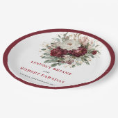 Designer Marsala Floral Eucalyptus Gold Teller (Schrägansicht)