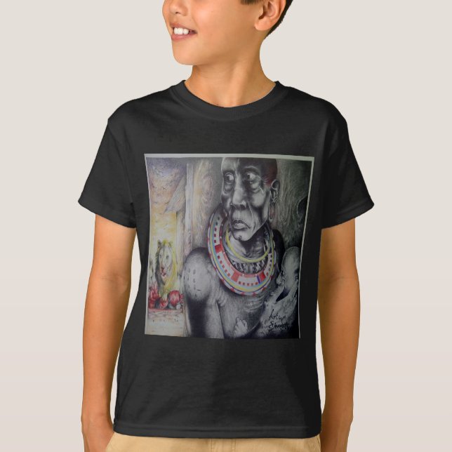 Designer Masai Hakuna Matata mit Löwen T - Shirt (Vorderseite)