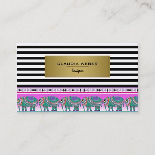 Designer Moderne schwarz-weiße Streifen Visitenkarte (Vorderseite)