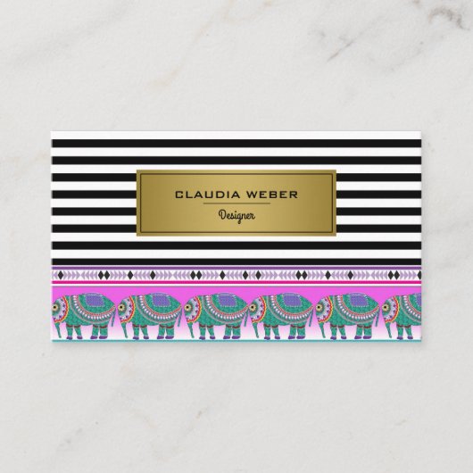 Designer Moderne schwarz-weiße Streifen Visitenkarte (Vorderseite)