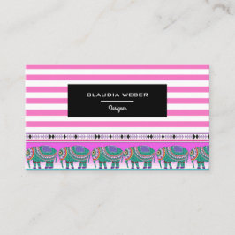 Designer Moderne, trendige, weiße rosa Streifen Visitenkarte