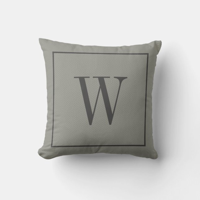 Designer Monogram Initale Imitate Textur grau Kissen (Vorderseite)