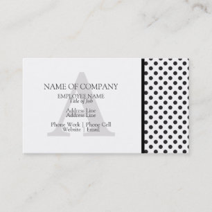 Designer Monogram Stilvolle Schwarz-weiße Polka D Visitenkarte