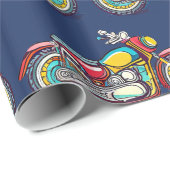 Designer Motorrad Wrapping Paper Geschenkpapier (Rolleneckpunkt)