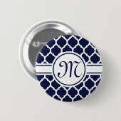 Designer Navy Mit Monogramm marokkanisches Gitterm Button (Vorne & Hinten)