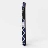 Designer Navy Mit Monogramm marokkanisches Gitterm Case-Mate iPhone Hülle (Hinten/Links)