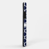 Designer Navy Mit Monogramm marokkanisches Gitterm Case-Mate iPhone Hülle (Hinten/Rechts)
