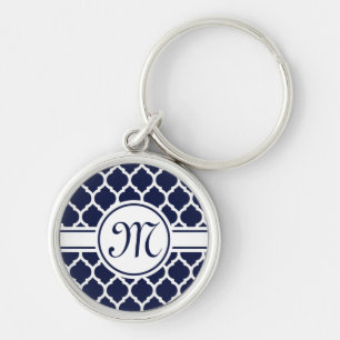 Designer Navy Mit Monogramm marokkanisches Gitterm Schlüsselanhänger