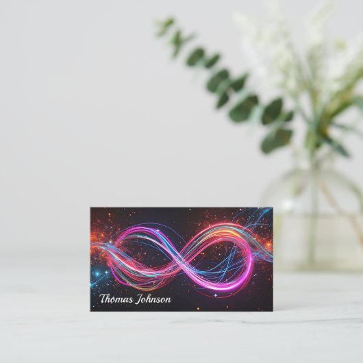 Designer Neon Infinity Symbol Visitenkarte (Stehend Vorderseite)