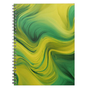 Designer-Notebook mit Abstraktem Grün und Gelb Notizblock