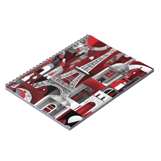 Designer-Notebook mit Eiffelturm Abstrakte Kunst Notizblock (Linke Seite)