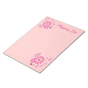 DESIGNER NOTEPADS - EINKAUFSLISTE - PINK-BLUME NOTIZBLOCK