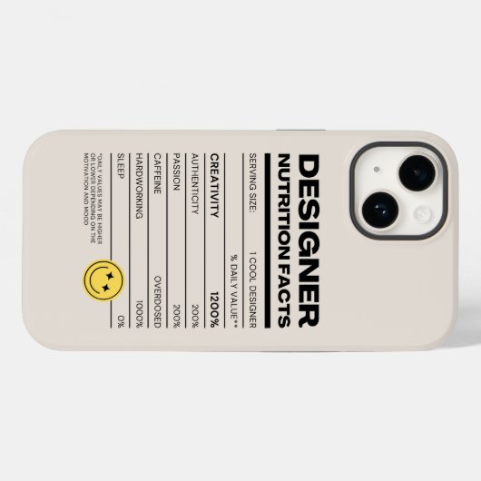 Designer Nutrition Facts Funny Case-Mate iPhone Hülle (Rückseite (Horizontal))