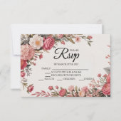 Designer Pink Blume Bouquet RSVP Cards Karte (Vorderseite)