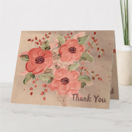 Designer Red Floral Vielen Dank Karte