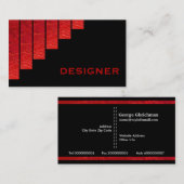 Designer, rot, schwarz, senkrechte Streifen Visitenkarte (Vorne/Hinten)