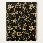 Designer Royal Black and Gold Damask Personalisier Planer (Rückseite)