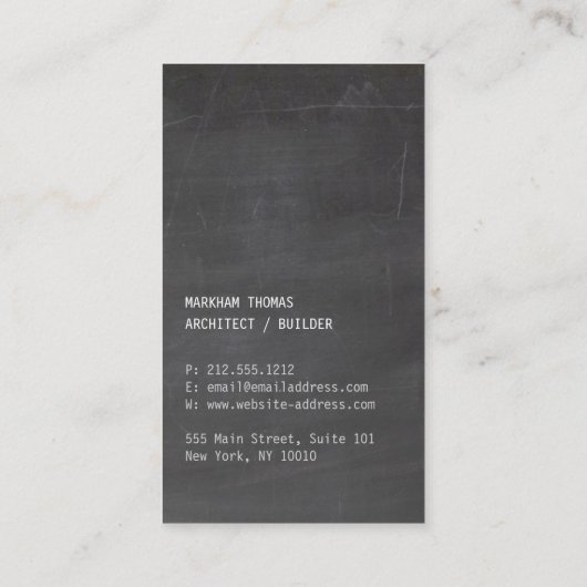 Designer-Scribble-Logo auf der schwarzen Tafel II Visitenkarte (Rückseite)