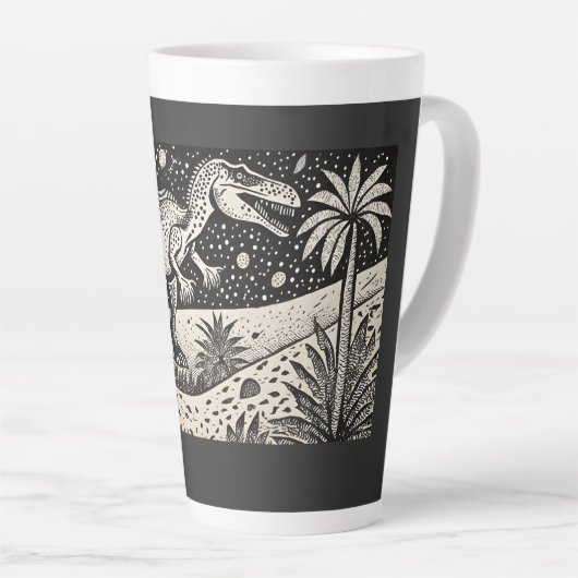 Designer T-Rex Dinasaur Latte Tasse für Historiker (Rechte Ecke)